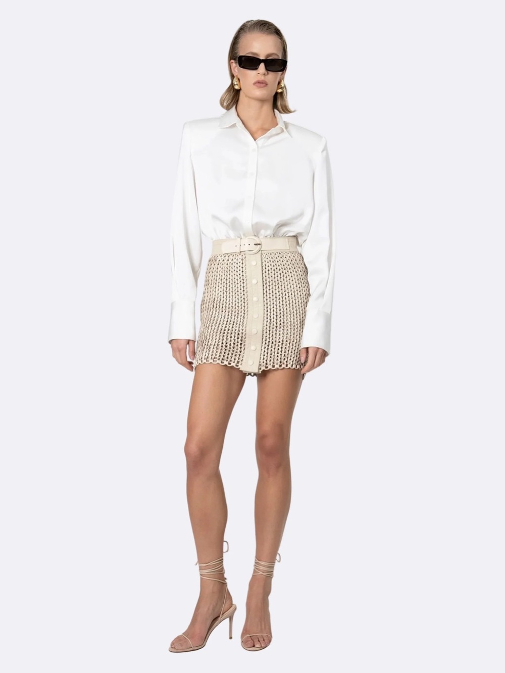 Never Worn Nonchalant Kaiden Crema Mini Skirt